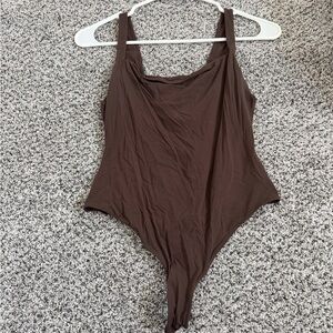 SKIMS Chocolate Brown Scoop Neck Bodysuit
